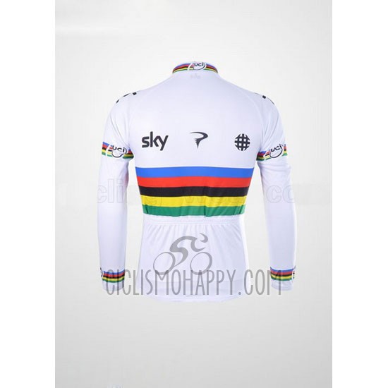 Sky UCI Mondo Campione Cycling Jersey Bib Tight 2012 Men Long Sleeve Black and White